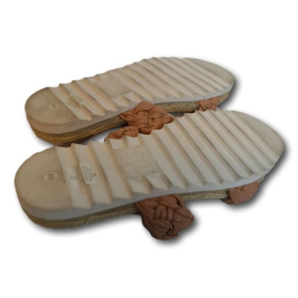 Marc Fisher Tan Jaimee Leather Braided Espadrille Flat Sandals Size: 8 - Picture 3 of 3